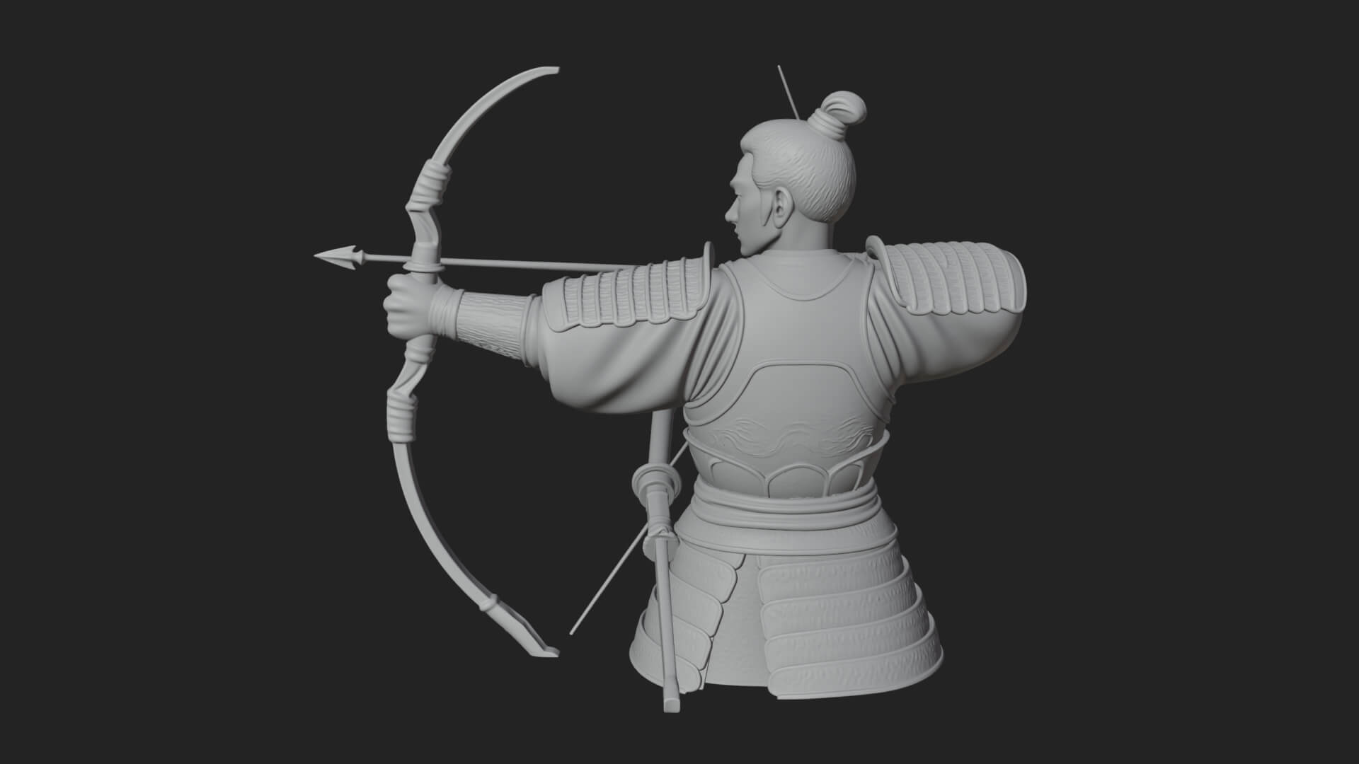 Samurai Archer Statue Design 1 3D Print Model 3D Model