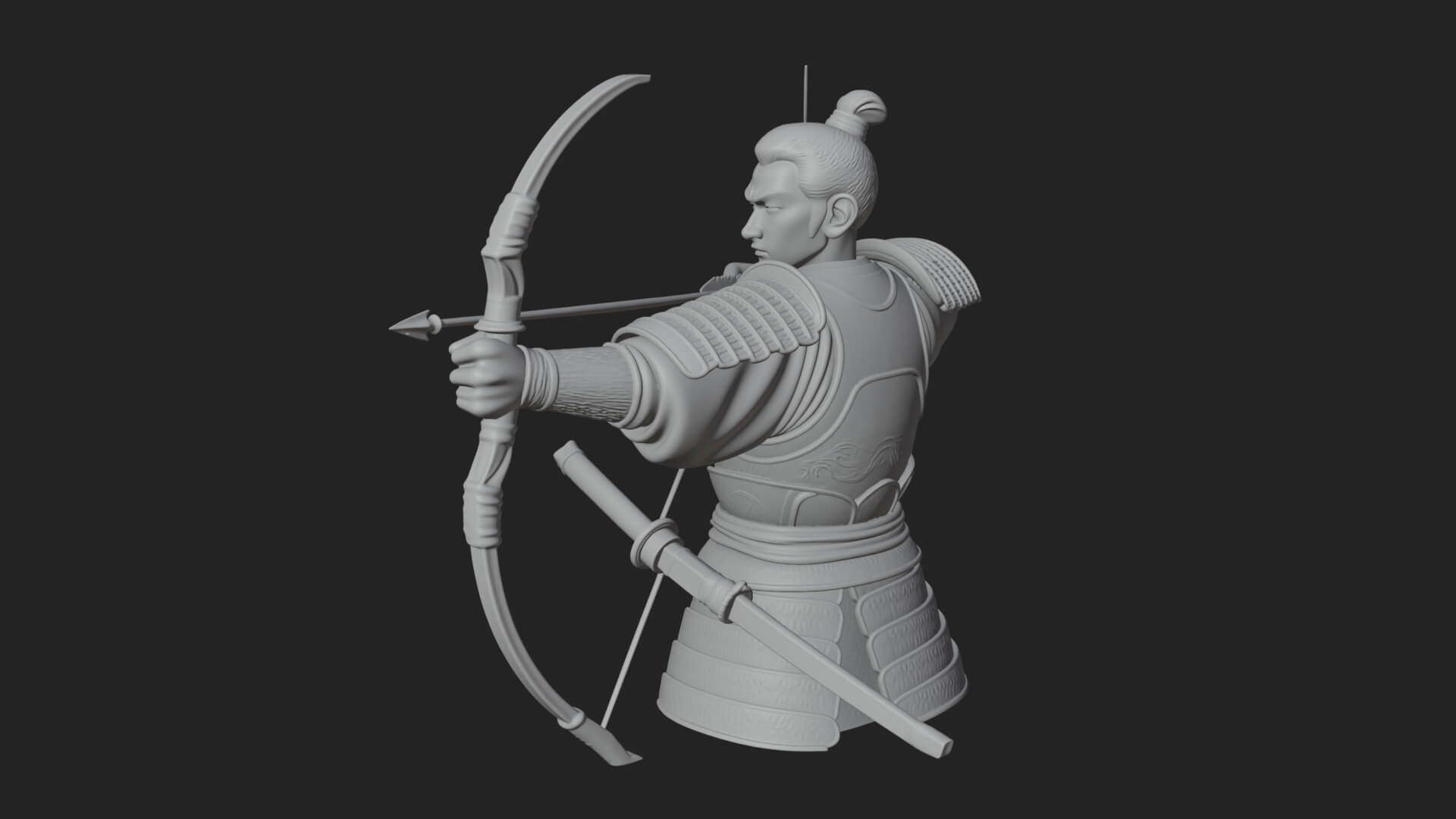 Samurai Archer Statue Design 1 3D Print Model 3D Model