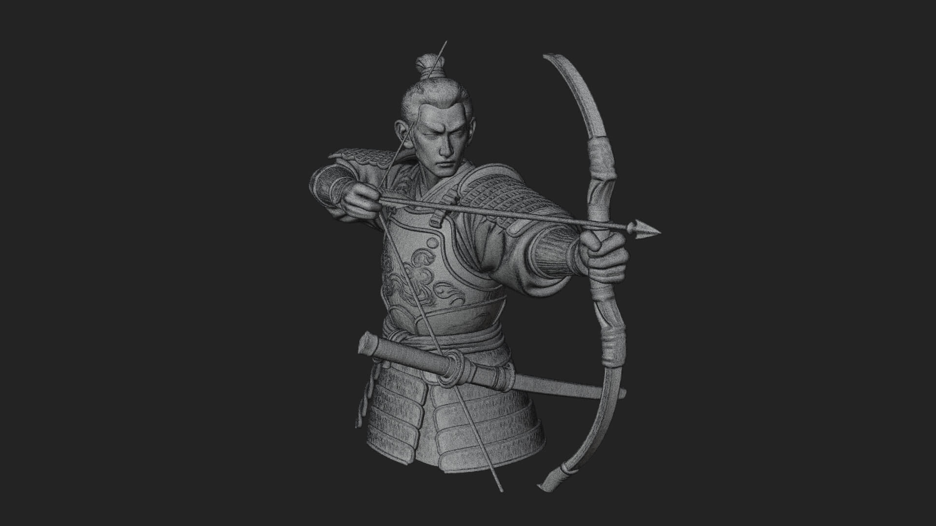 Samurai Archer Statue Design 1 3D Print Model 3D Model