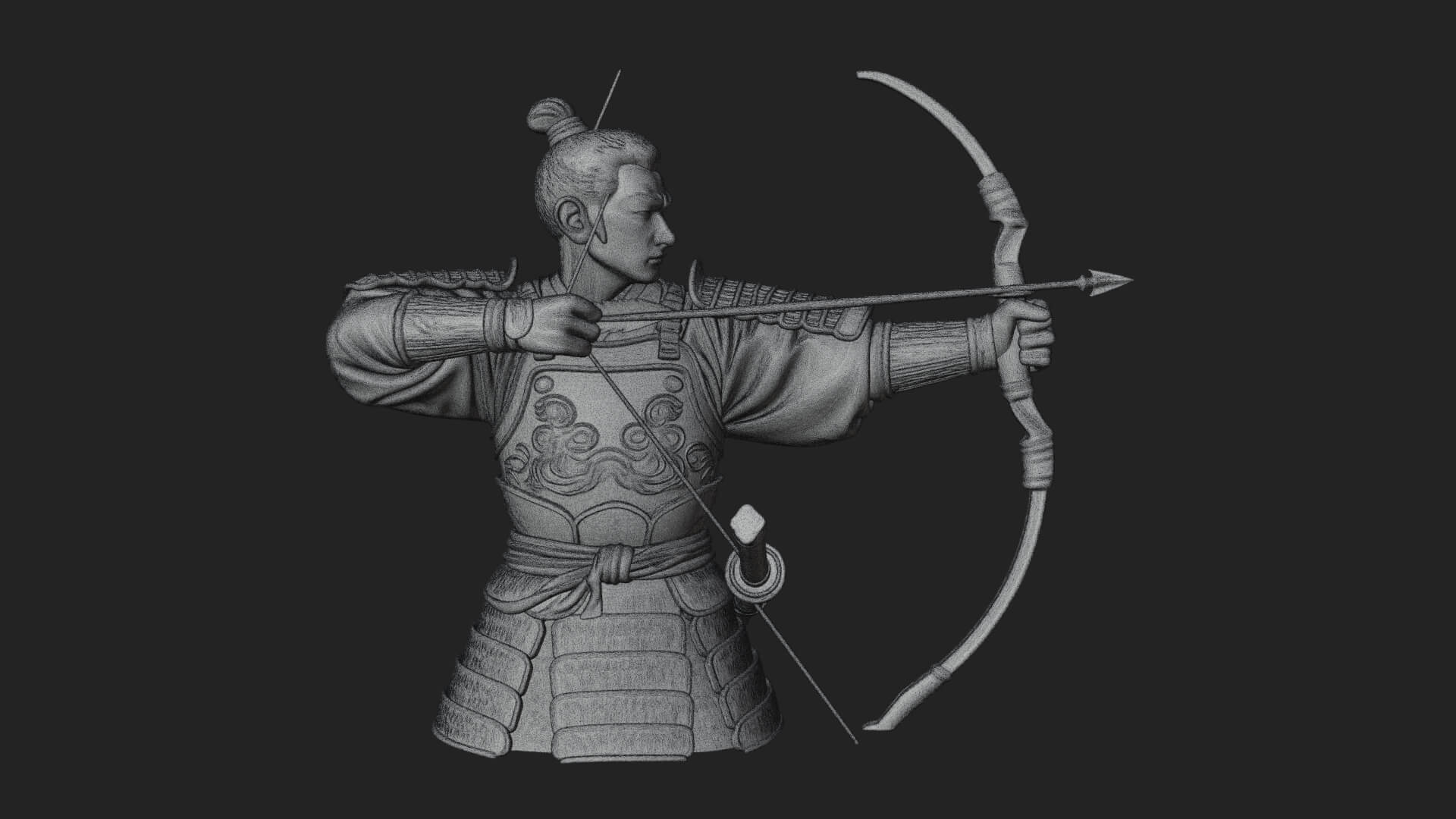Samurai Archer Statue Design 1 3D Print Model 3D Model
