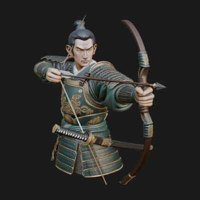 Samurai Archer Statue Design 1 3D Print Model