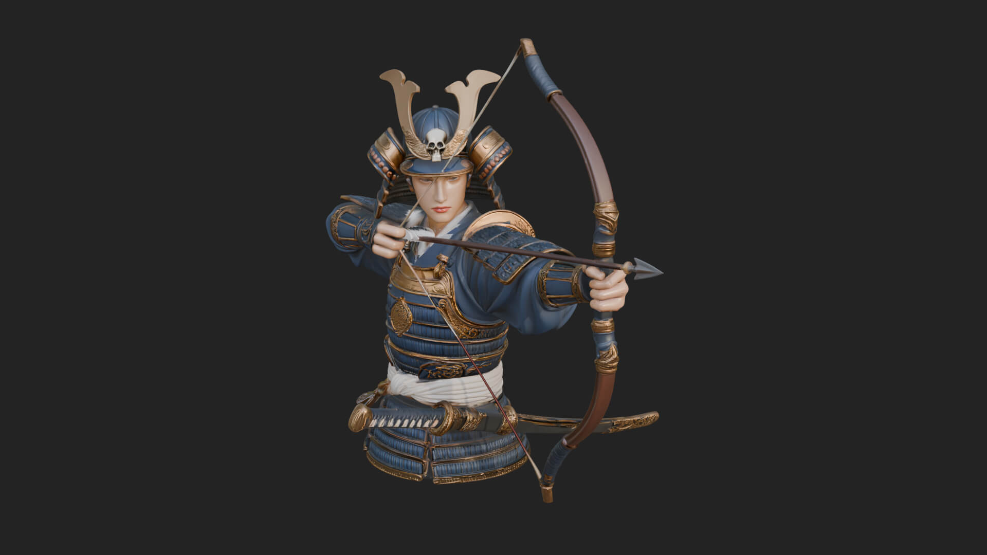 Samurai Archer Statue Design 10 3D Print Model 3D Model
