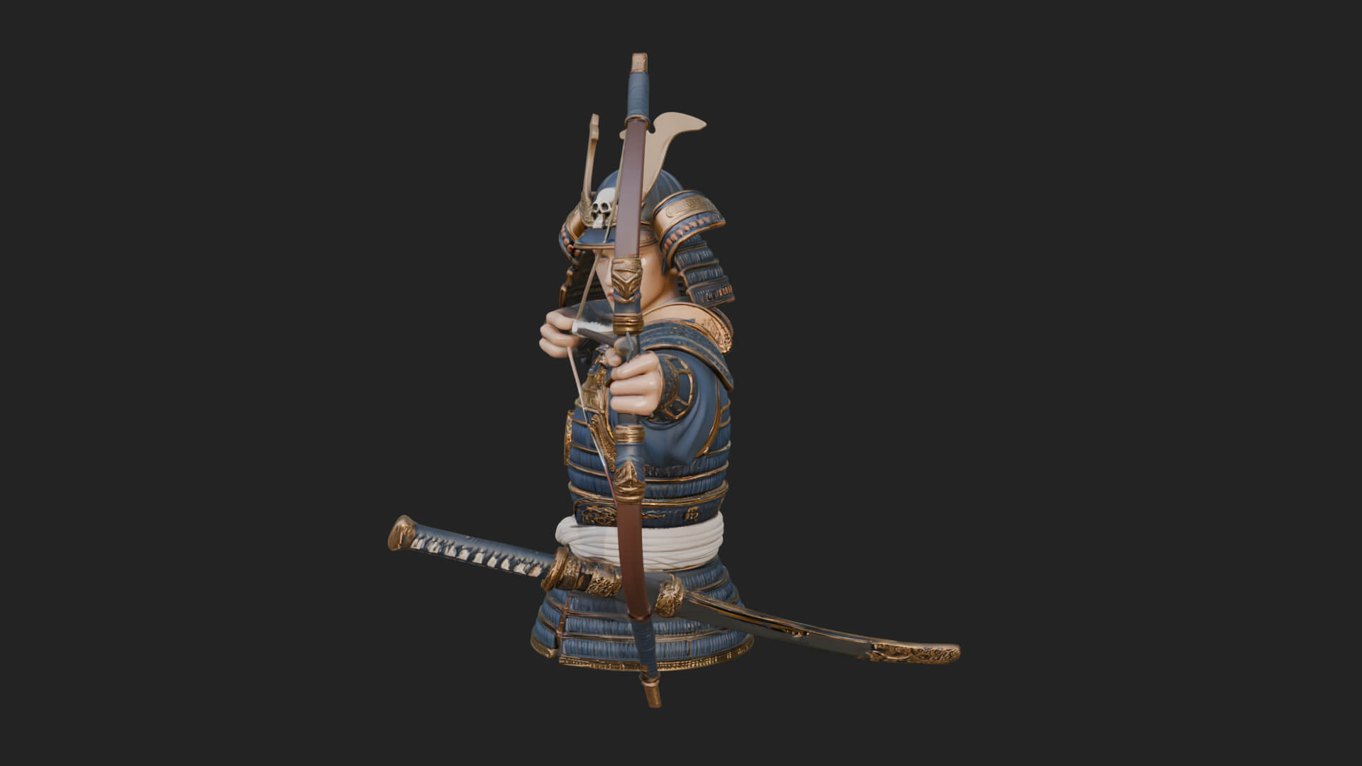Samurai Archer Statue Design 10 3D Print Model 3D Model