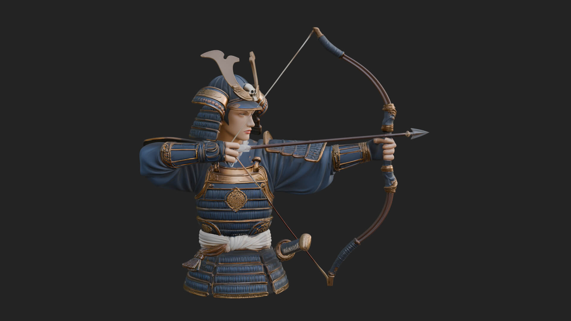 Samurai Archer Statue Design 10 3D Print Model 3D Model