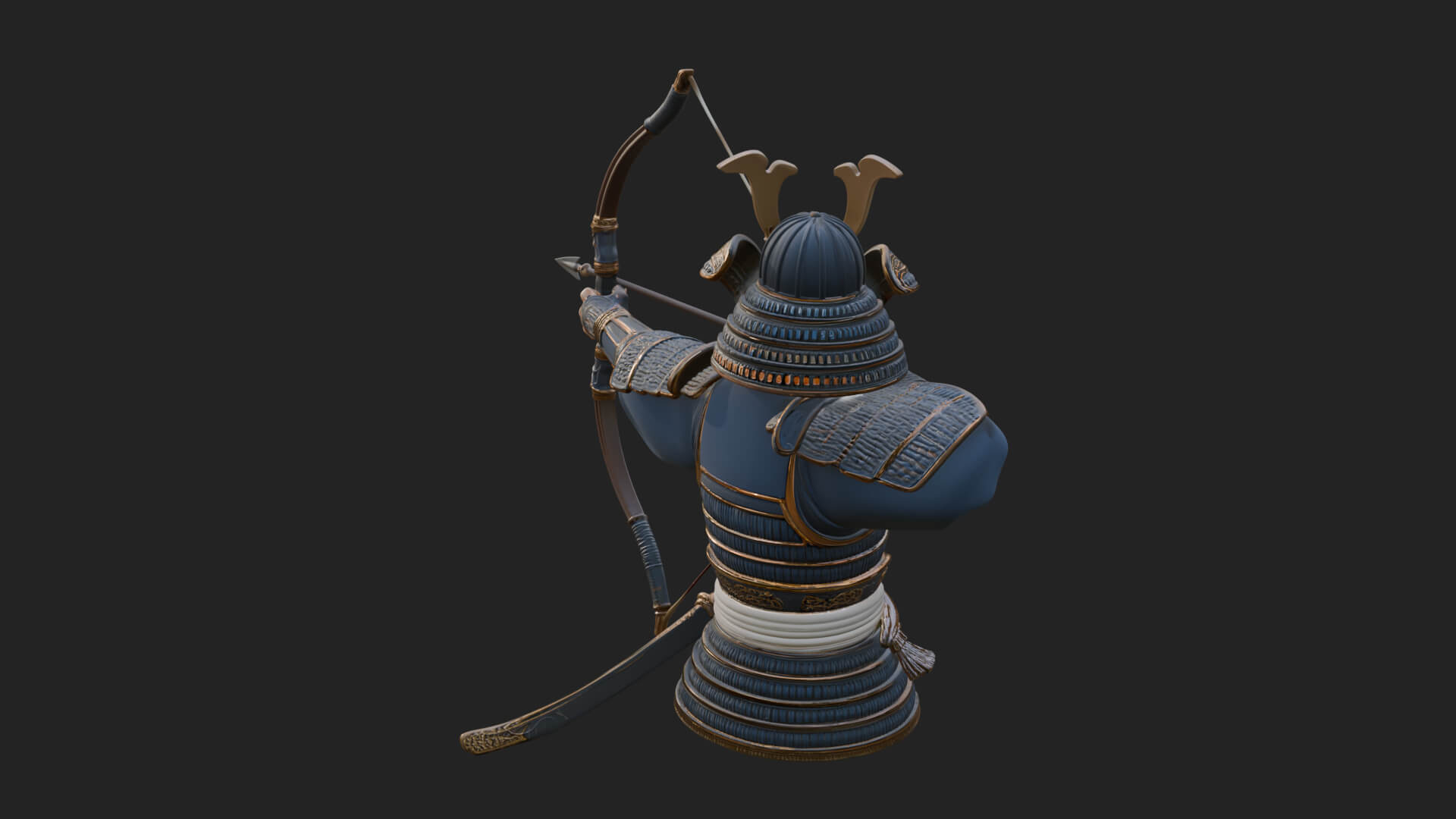 Samurai Archer Statue Design 10 3D Print Model 3D Model