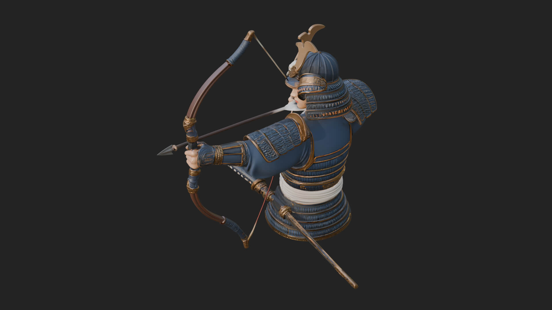 Samurai Archer Statue Design 10 3D Print Model 3D Model