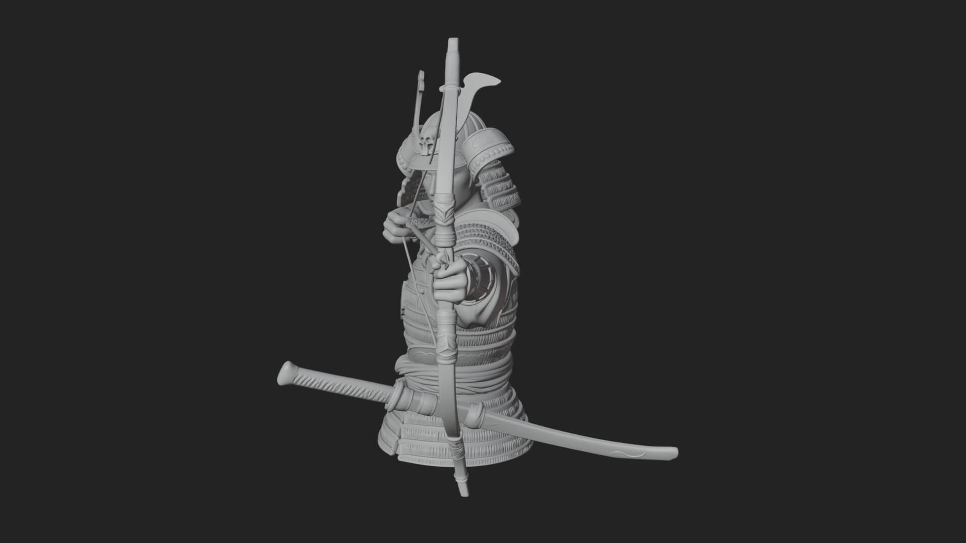 Samurai Archer Statue Design 10 3D Print Model 3D Model