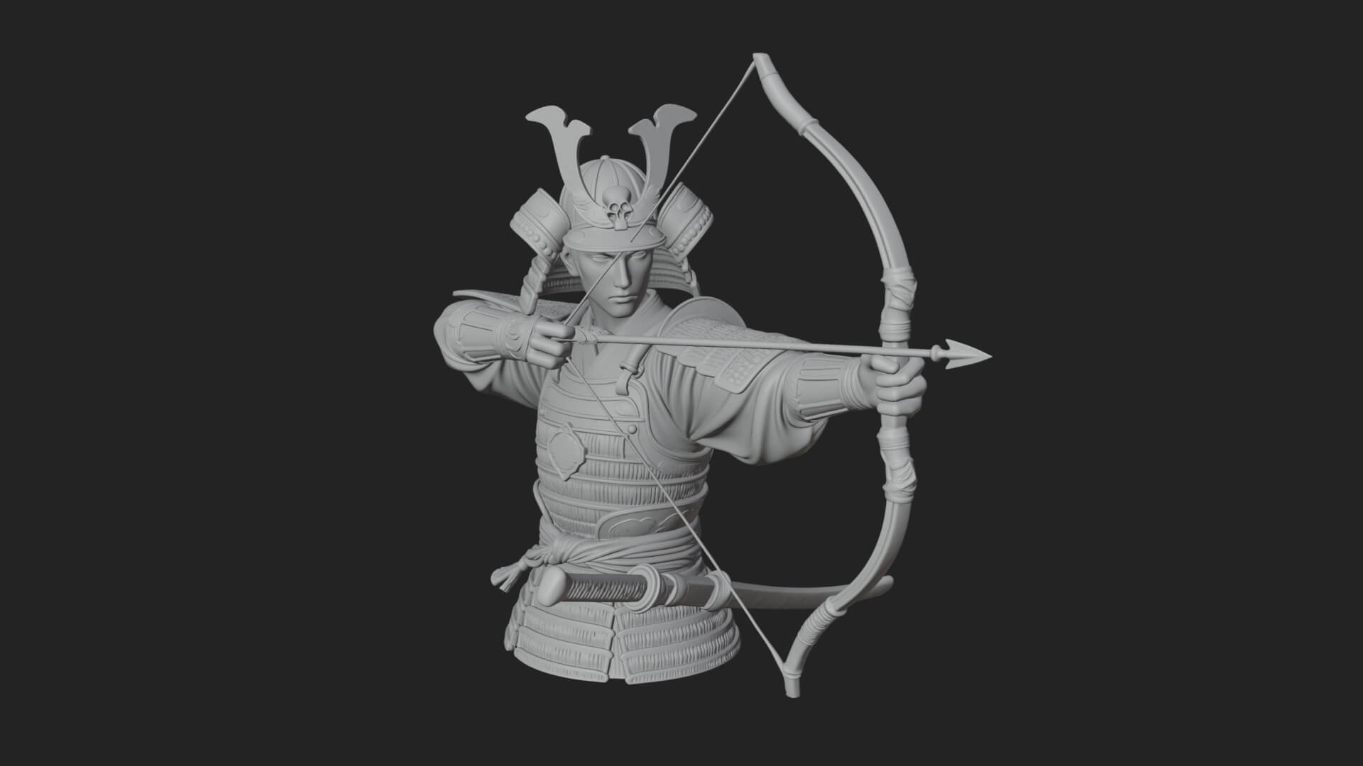 Samurai Archer Statue Design 10 3D Print Model 3D Model
