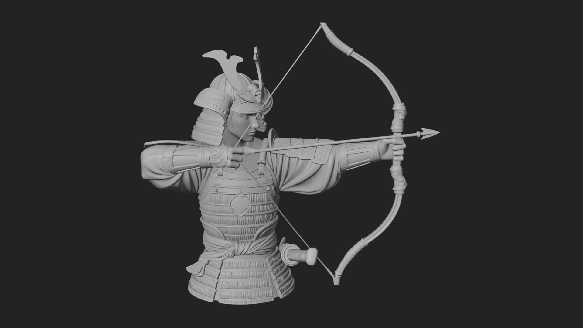 Samurai Archer Statue Design 10 3D Print Model 3D Model