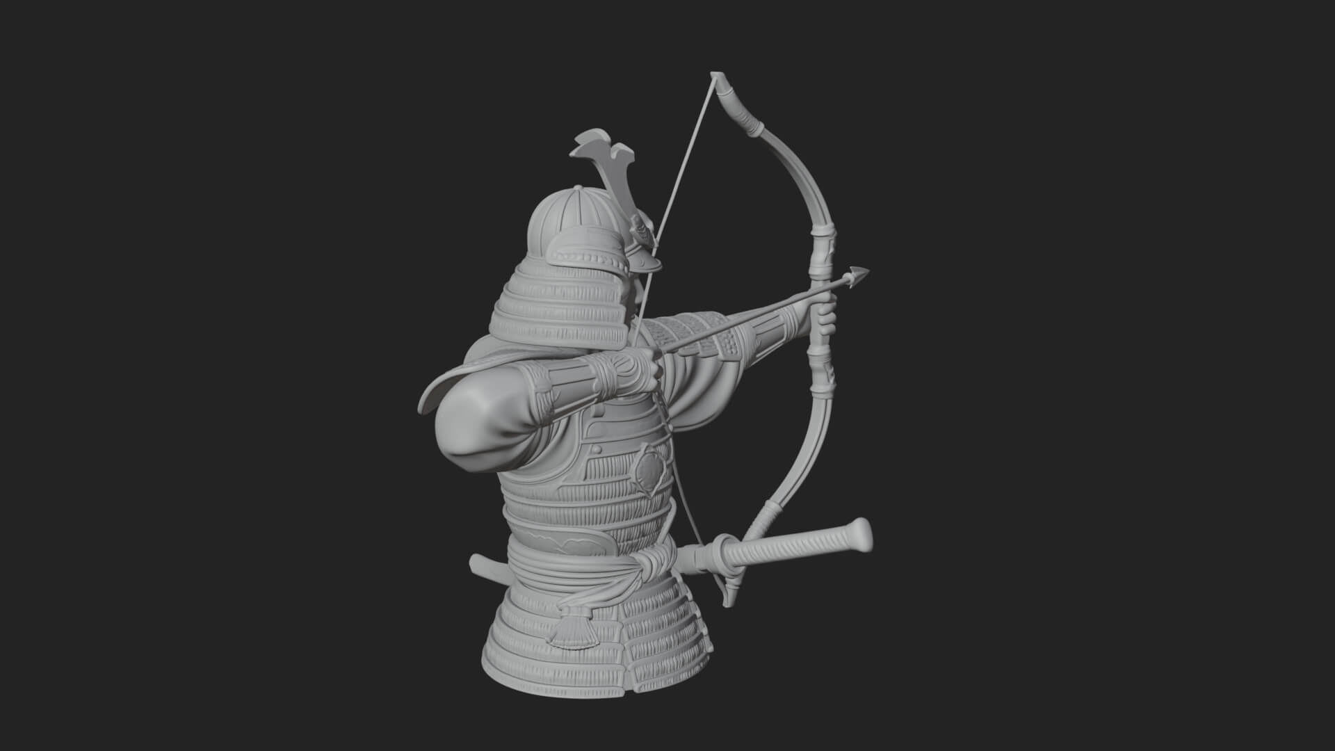 Samurai Archer Statue Design 10 3D Print Model 3D Model