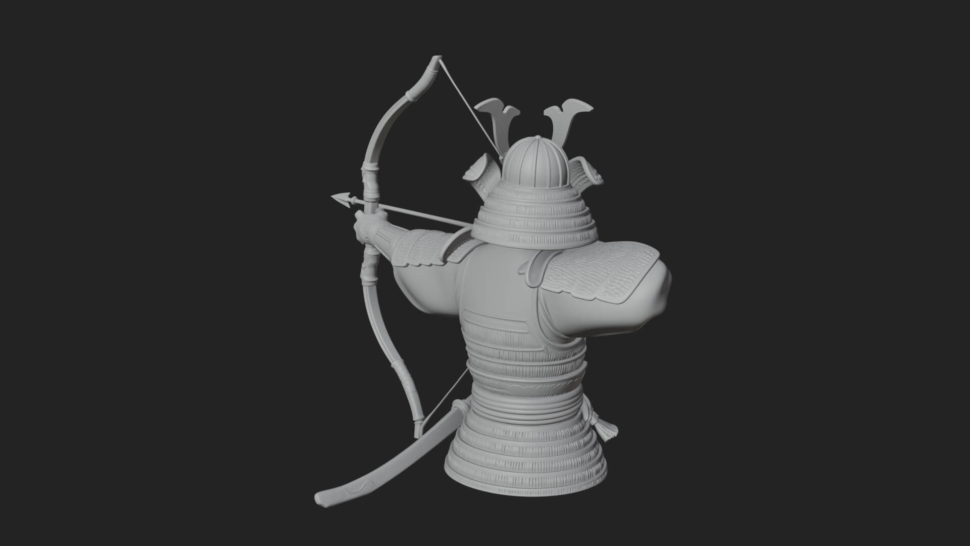 Samurai Archer Statue Design 10 3D Print Model 3D Model