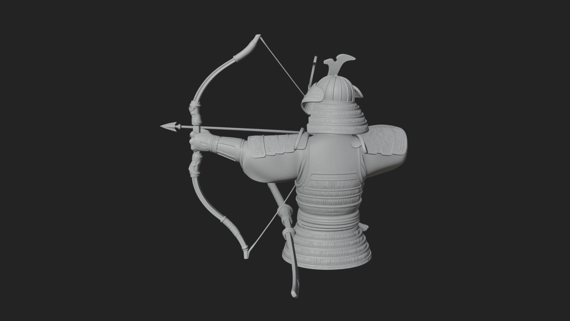 Samurai Archer Statue Design 10 3D Print Model 3D Model