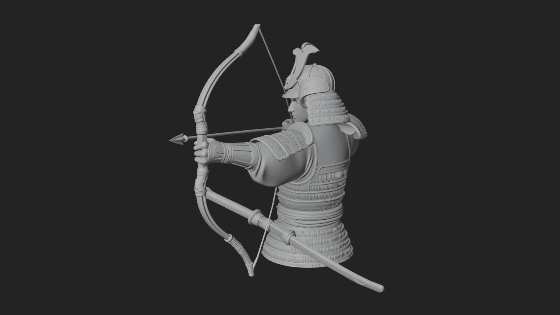Samurai Archer Statue Design 10 3D Print Model 3D Model