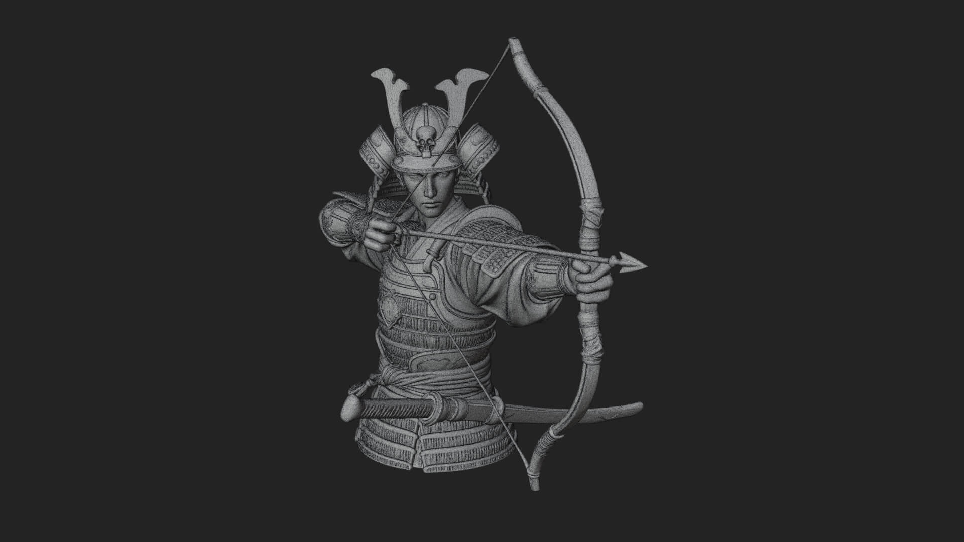 Samurai Archer Statue Design 10 3D Print Model 3D Model