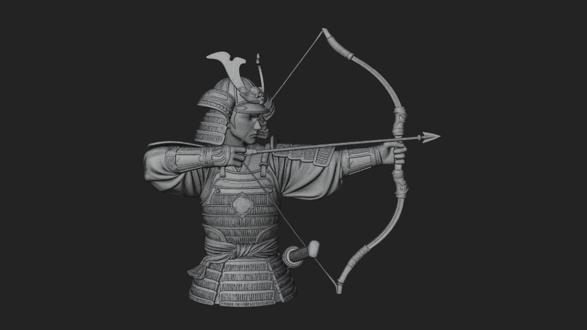 Samurai Archer Statue Design 10 3D Print Model 3D Model