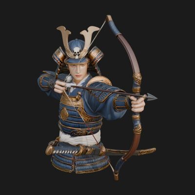 Samurai Archer Statue Design 10 3D Print Model