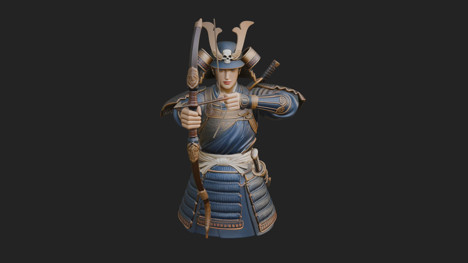Samurai Archer Statue Design 11 3D Print Model 3D Model