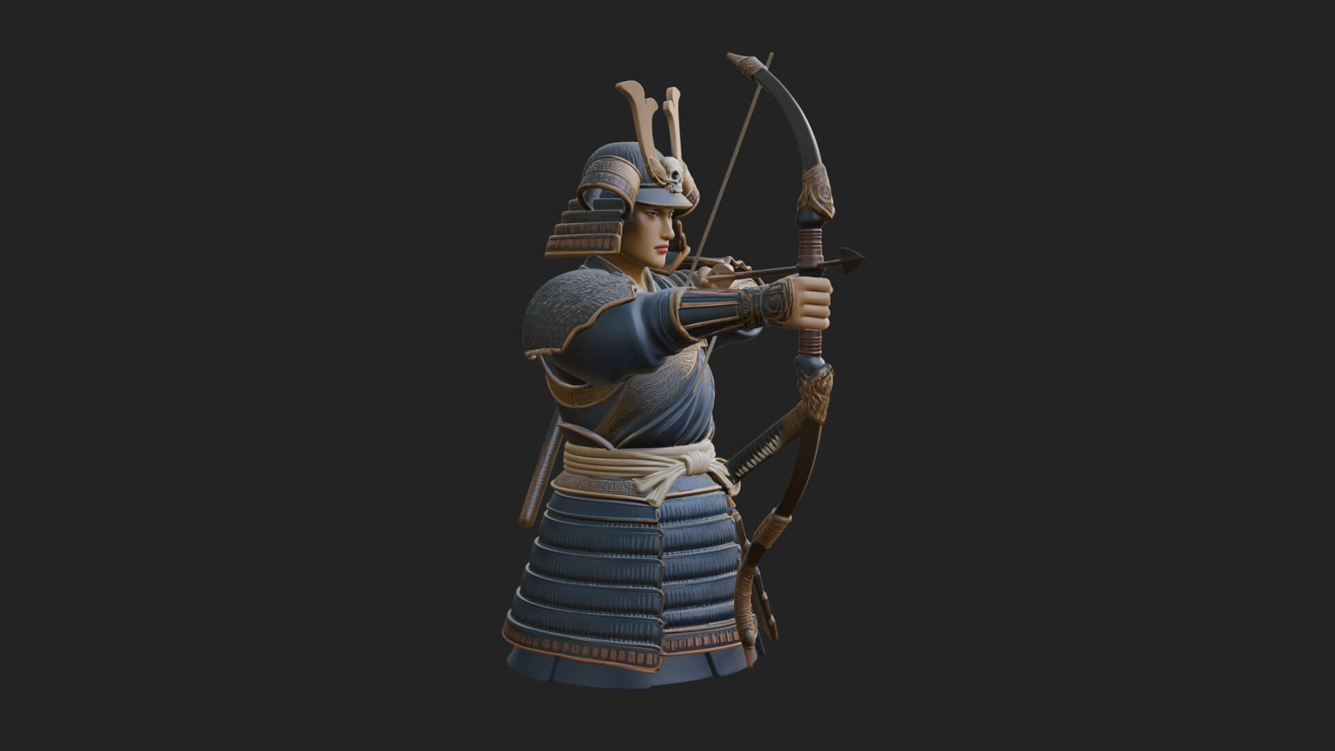 Samurai Archer Statue Design 11 3D Print Model 3D Model