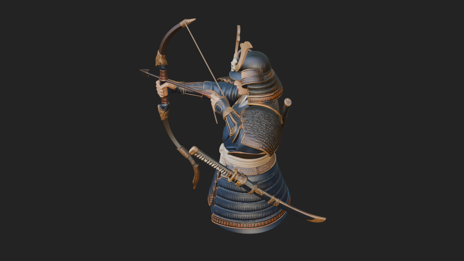 Samurai Archer Statue Design 11 3D Print Model 3D Model
