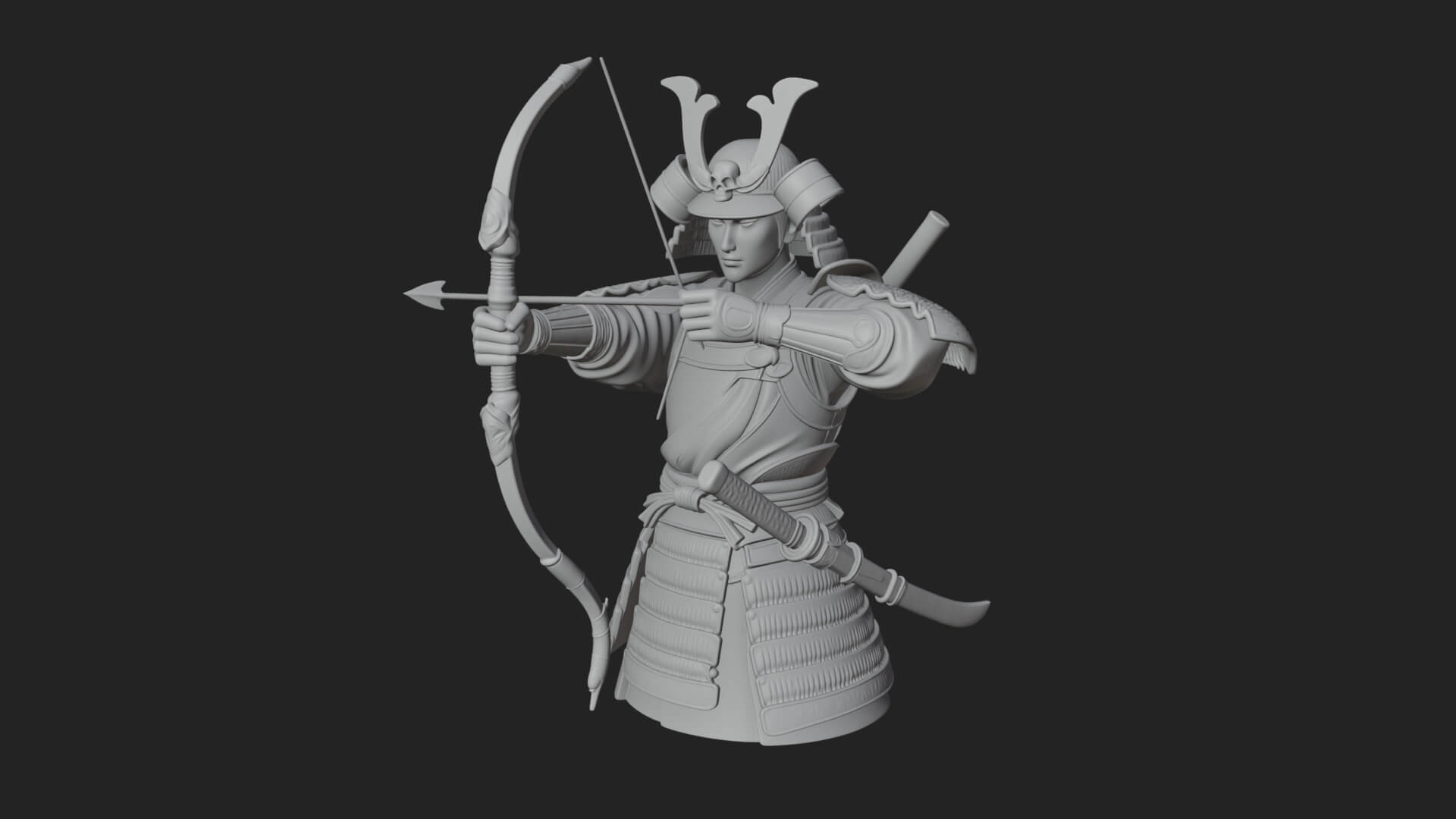 Samurai Archer Statue Design 11 3D Print Model 3D Model