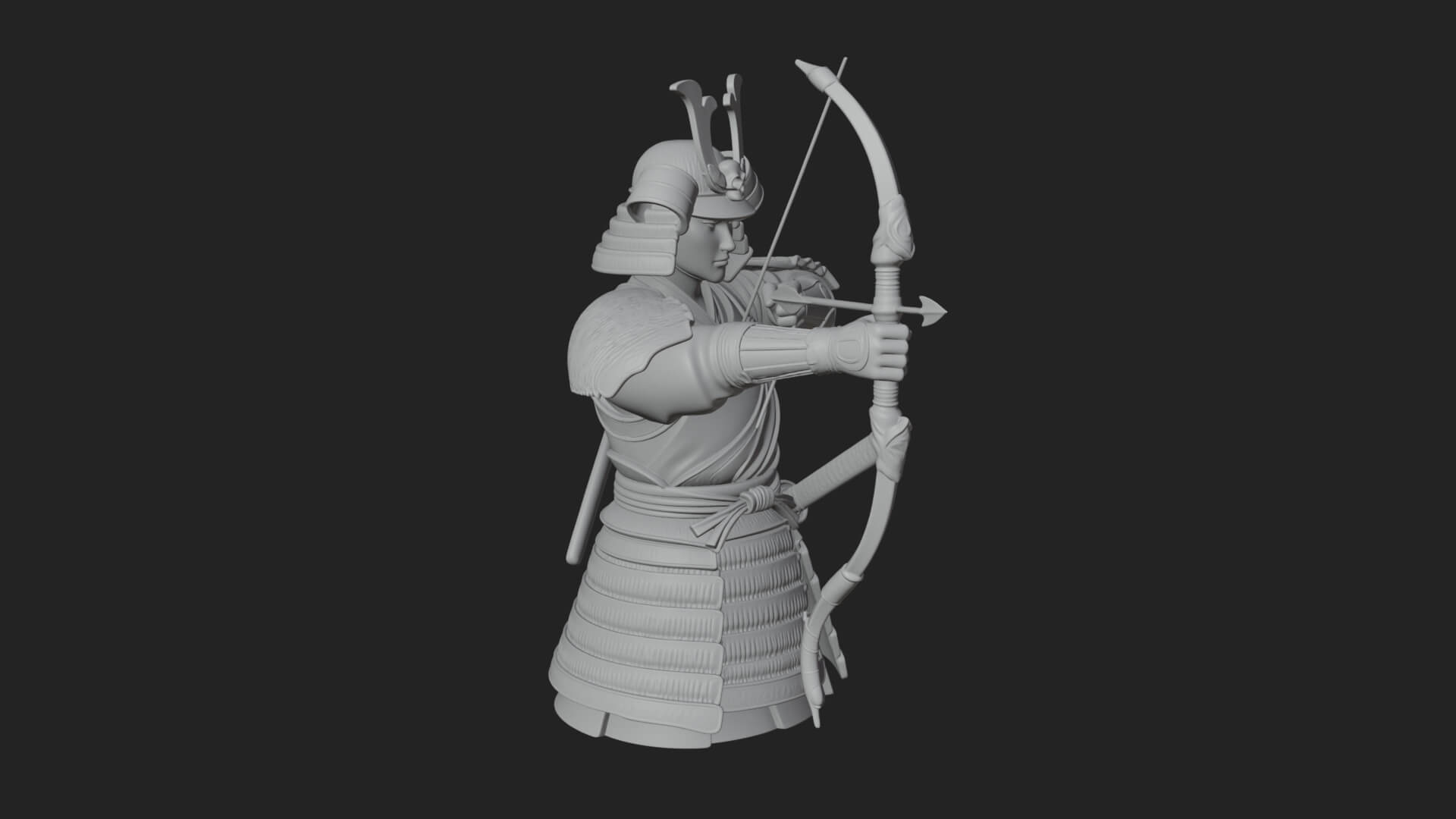 Samurai Archer Statue Design 11 3D Print Model 3D Model