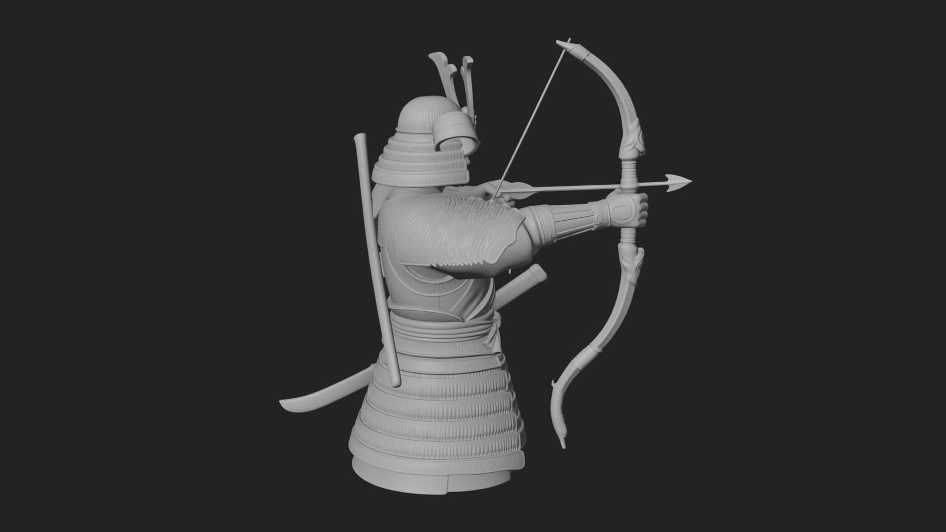 Samurai Archer Statue Design 11 3D Print Model 3D Model