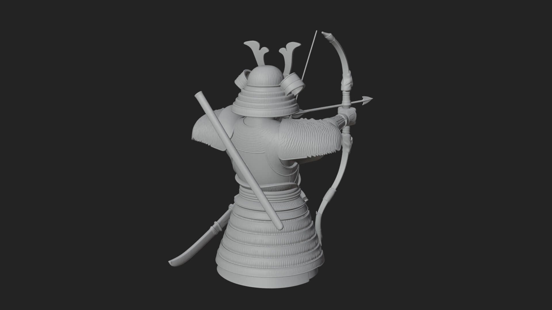 Samurai Archer Statue Design 11 3D Print Model 3D Model