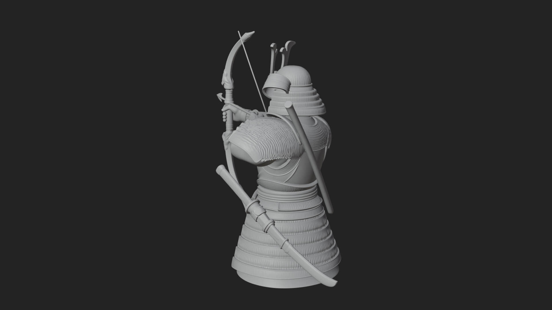 Samurai Archer Statue Design 11 3D Print Model 3D Model