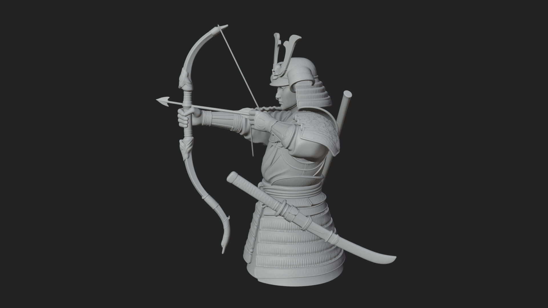 Samurai Archer Statue Design 11 3D Print Model 3D Model