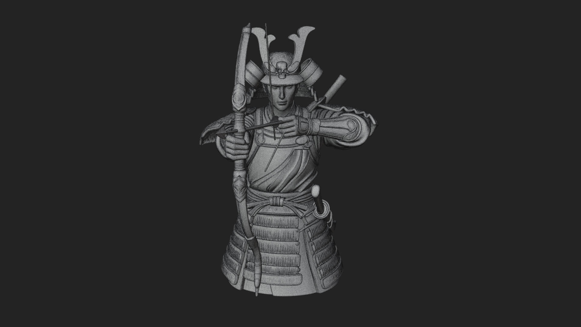 Samurai Archer Statue Design 11 3D Print Model 3D Model