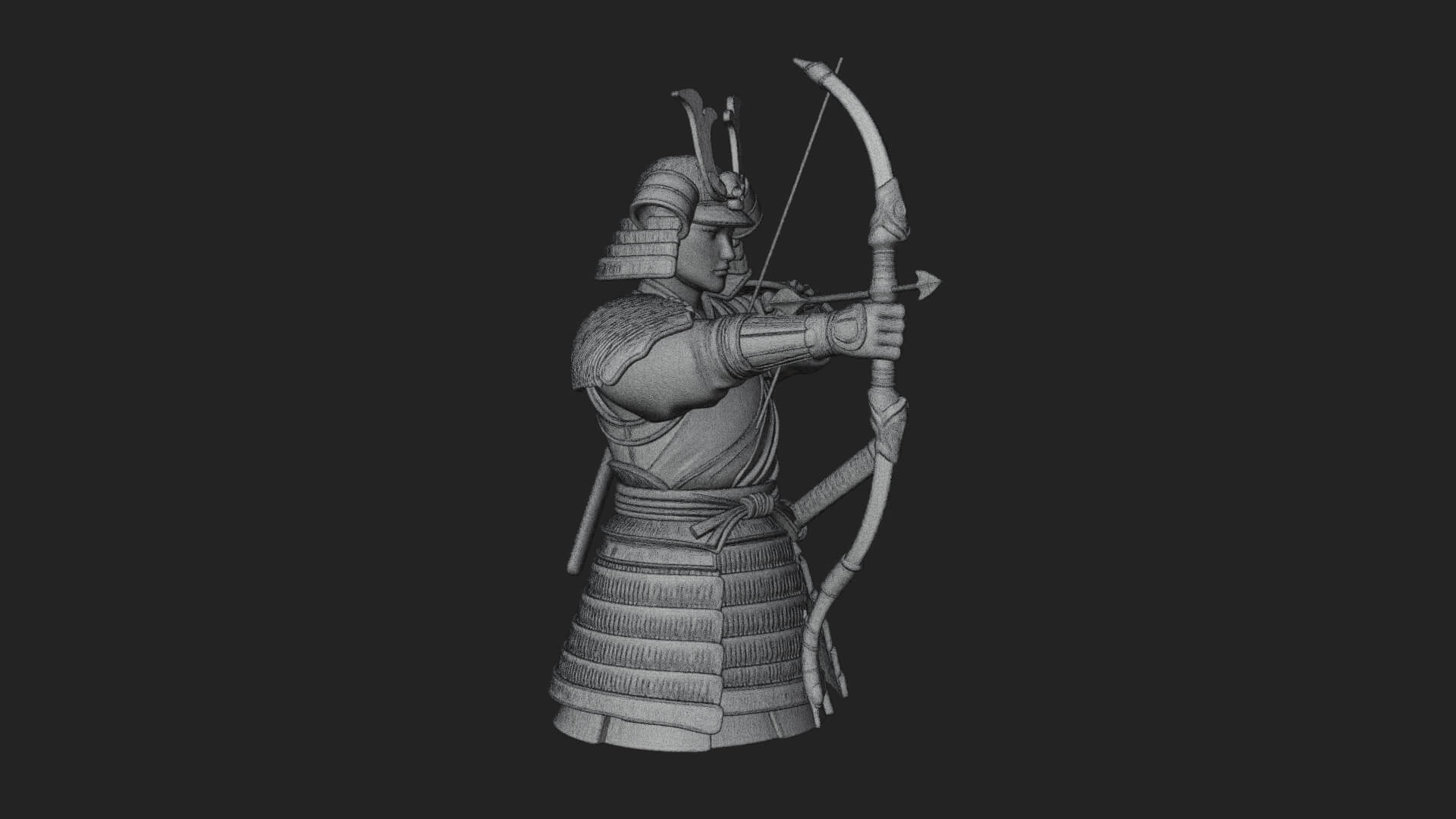 Samurai Archer Statue Design 11 3D Print Model 3D Model