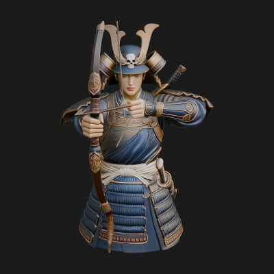 Samurai Archer Statue Design 11 3D Print Model