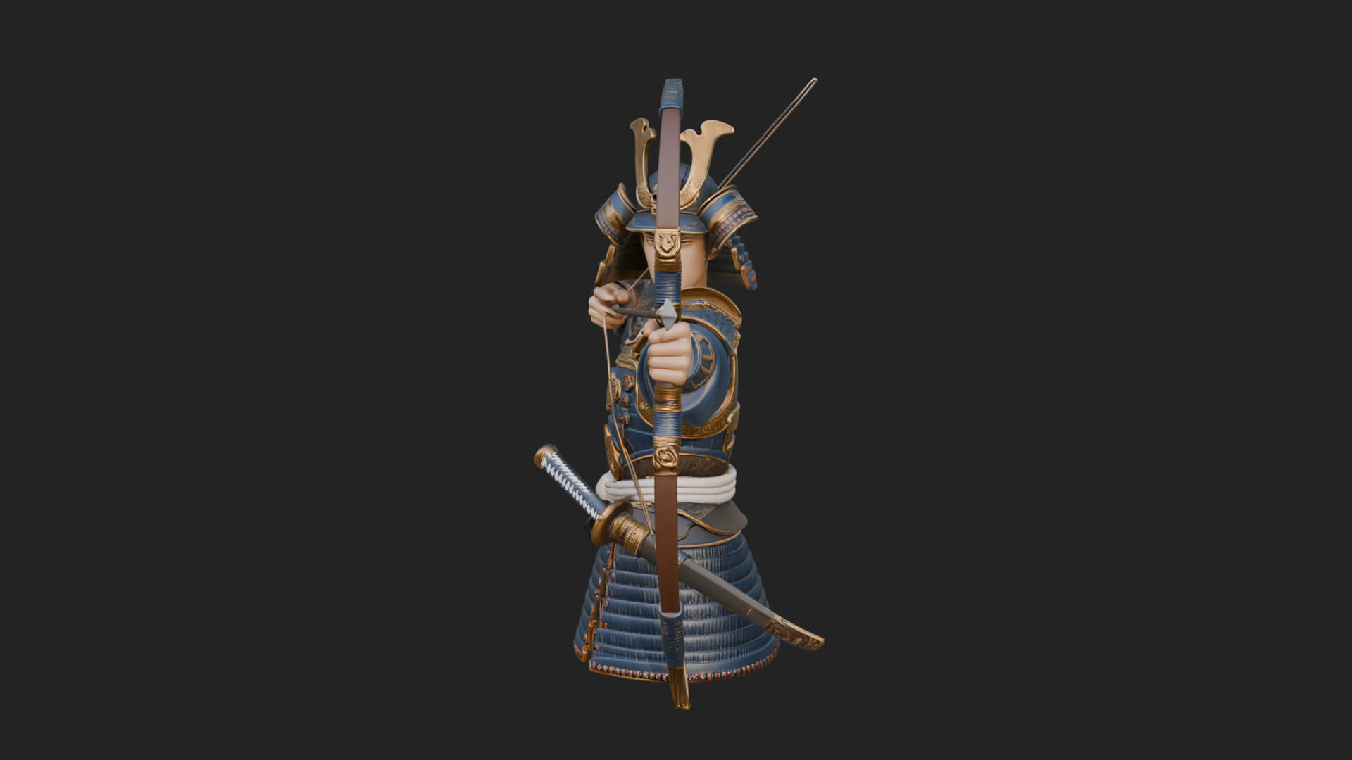 Samurai Archer Statue Design 12 3D Print Model 3D Model