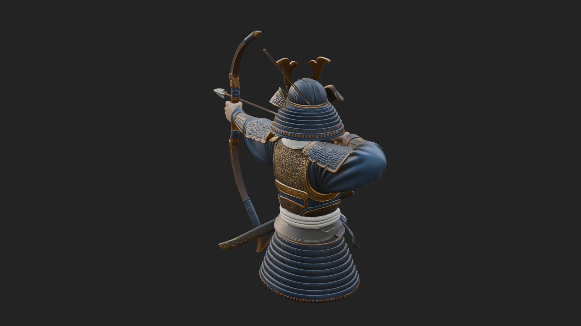 Samurai Archer Statue Design 12 3D Print Model 3D Model