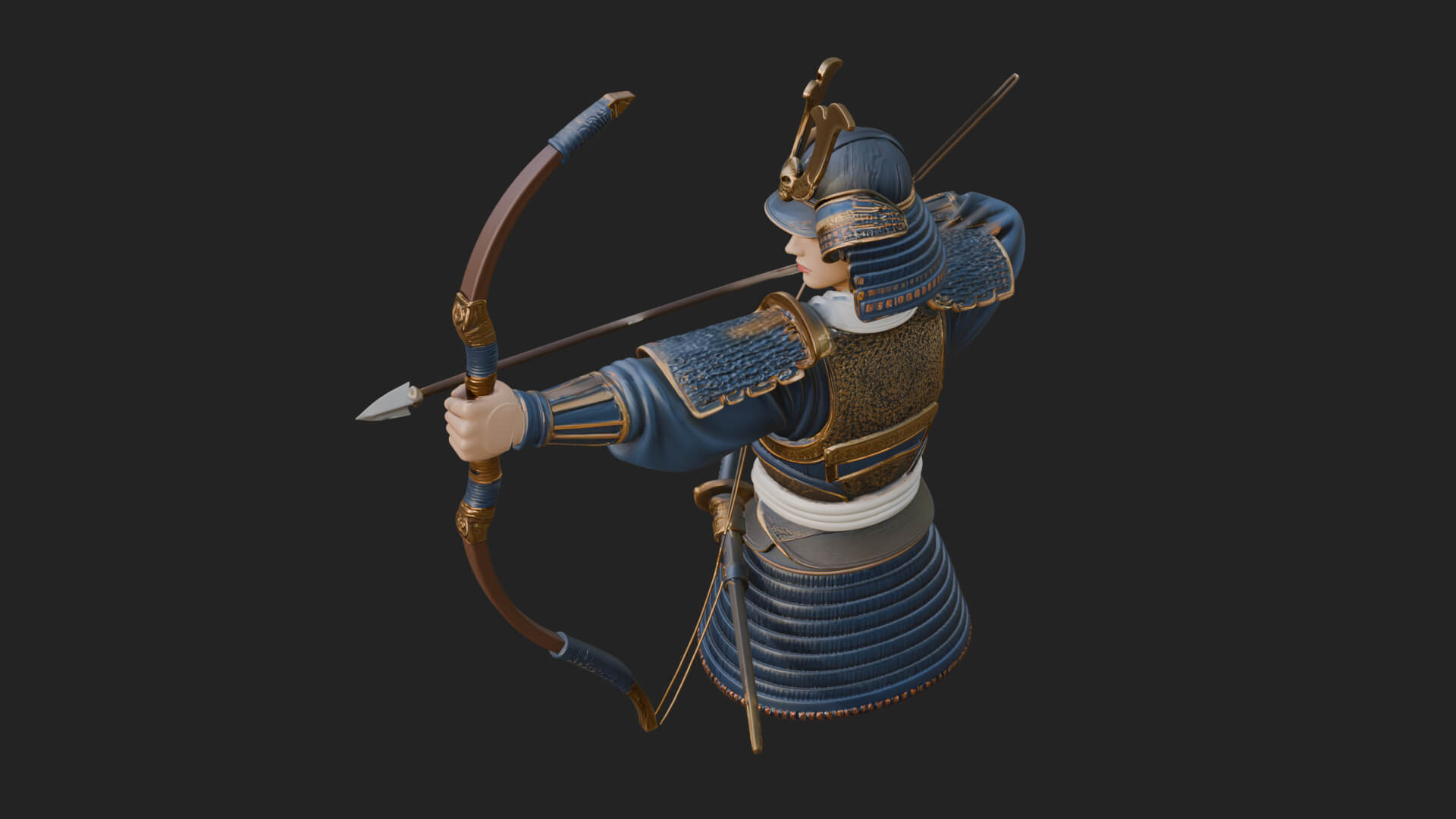 Samurai Archer Statue Design 12 3D Print Model 3D Model