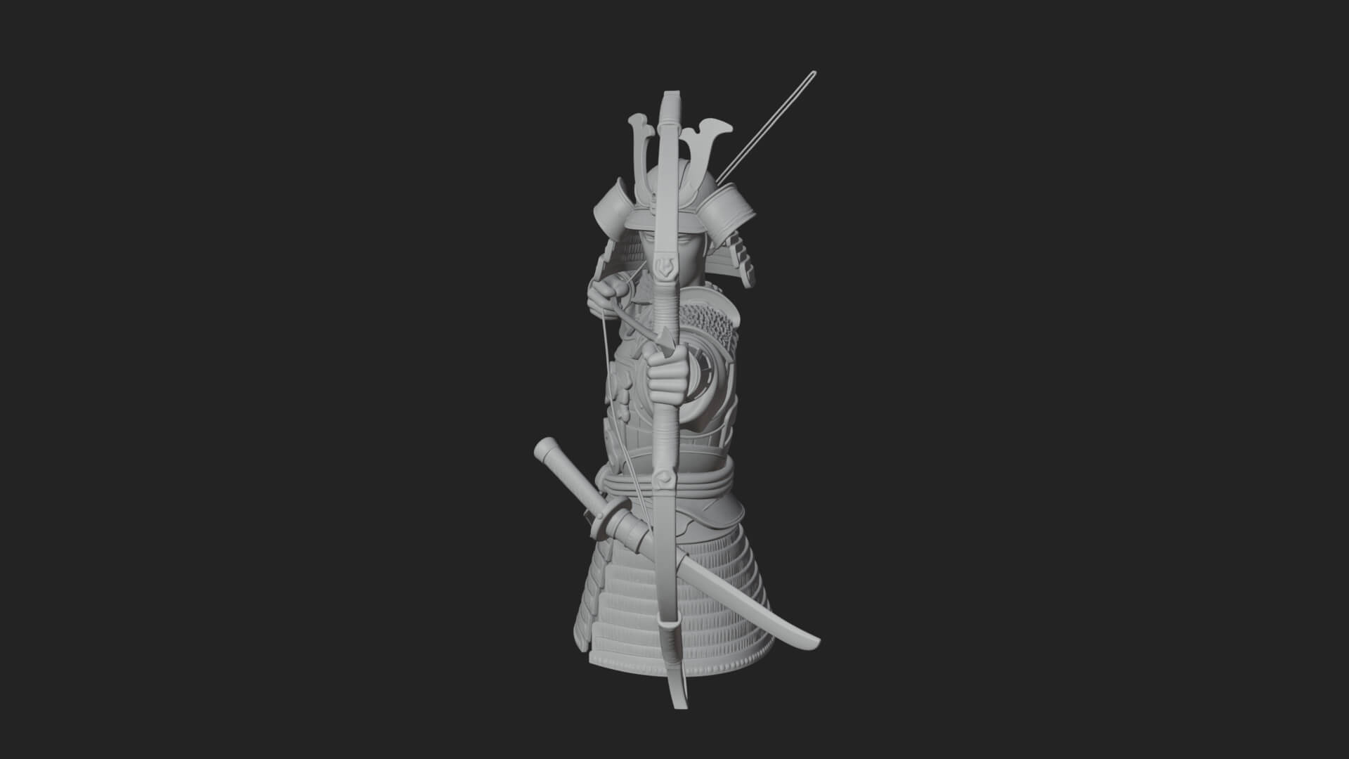 Samurai Archer Statue Design 12 3D Print Model 3D Model