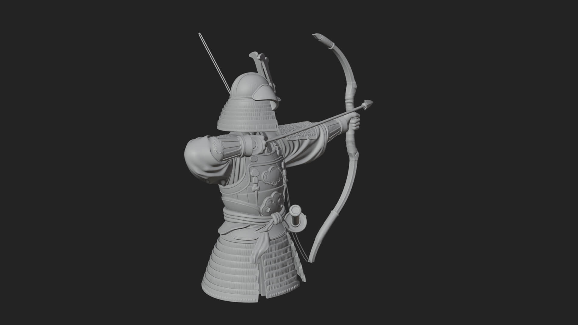 Samurai Archer Statue Design 12 3D Print Model 3D Model