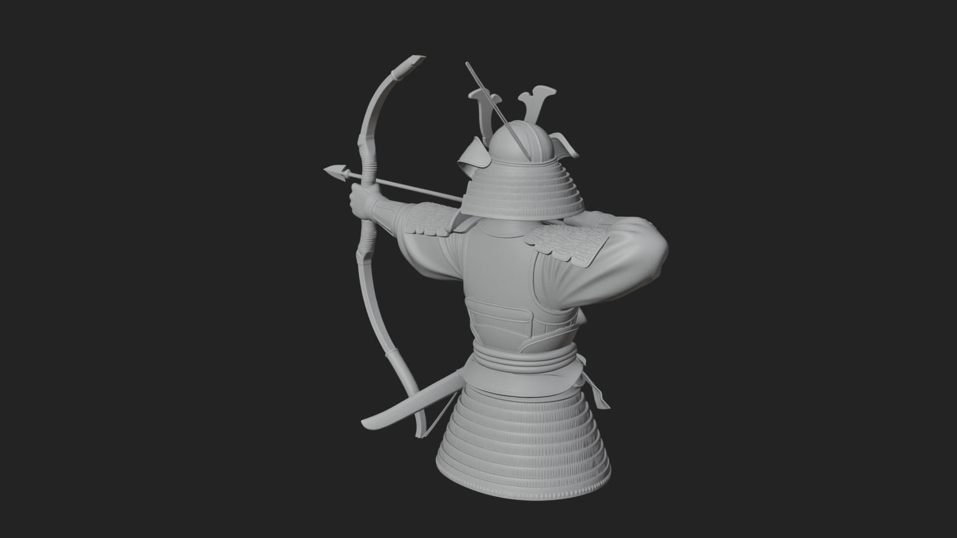 Samurai Archer Statue Design 12 3D Print Model 3D Model