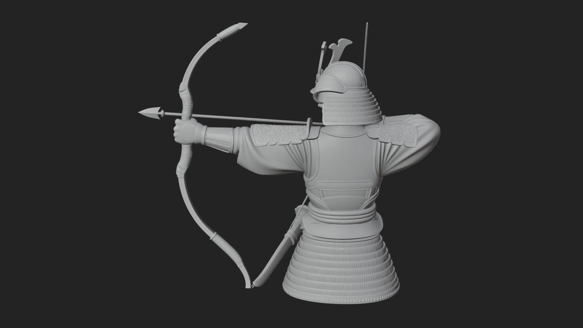 Samurai Archer Statue Design 12 3D Print Model 3D Model
