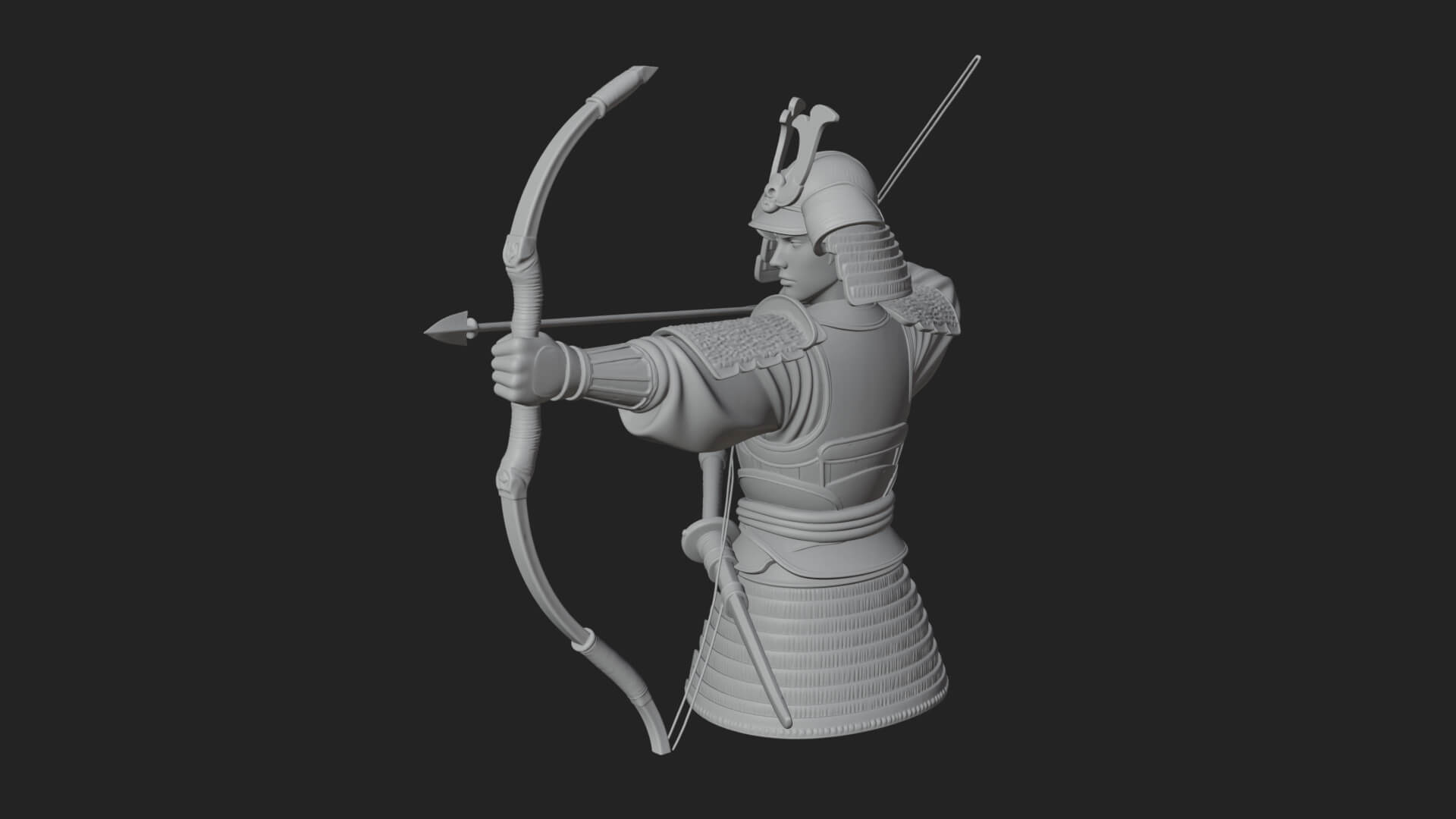 Samurai Archer Statue Design 12 3D Print Model 3D Model