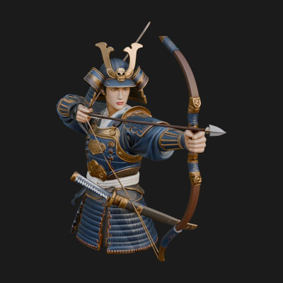 Samurai Archer Statue Design 12 3D Print Model