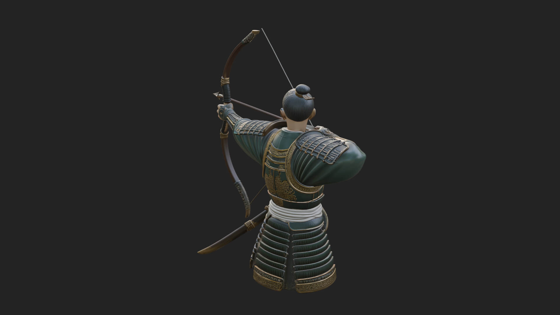Samurai Archer Statue Design 2 3D Print Model 3D Model