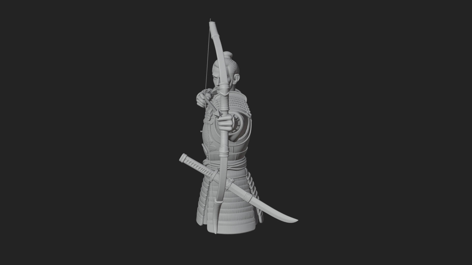 Samurai Archer Statue Design 2 3D Print Model 3D Model