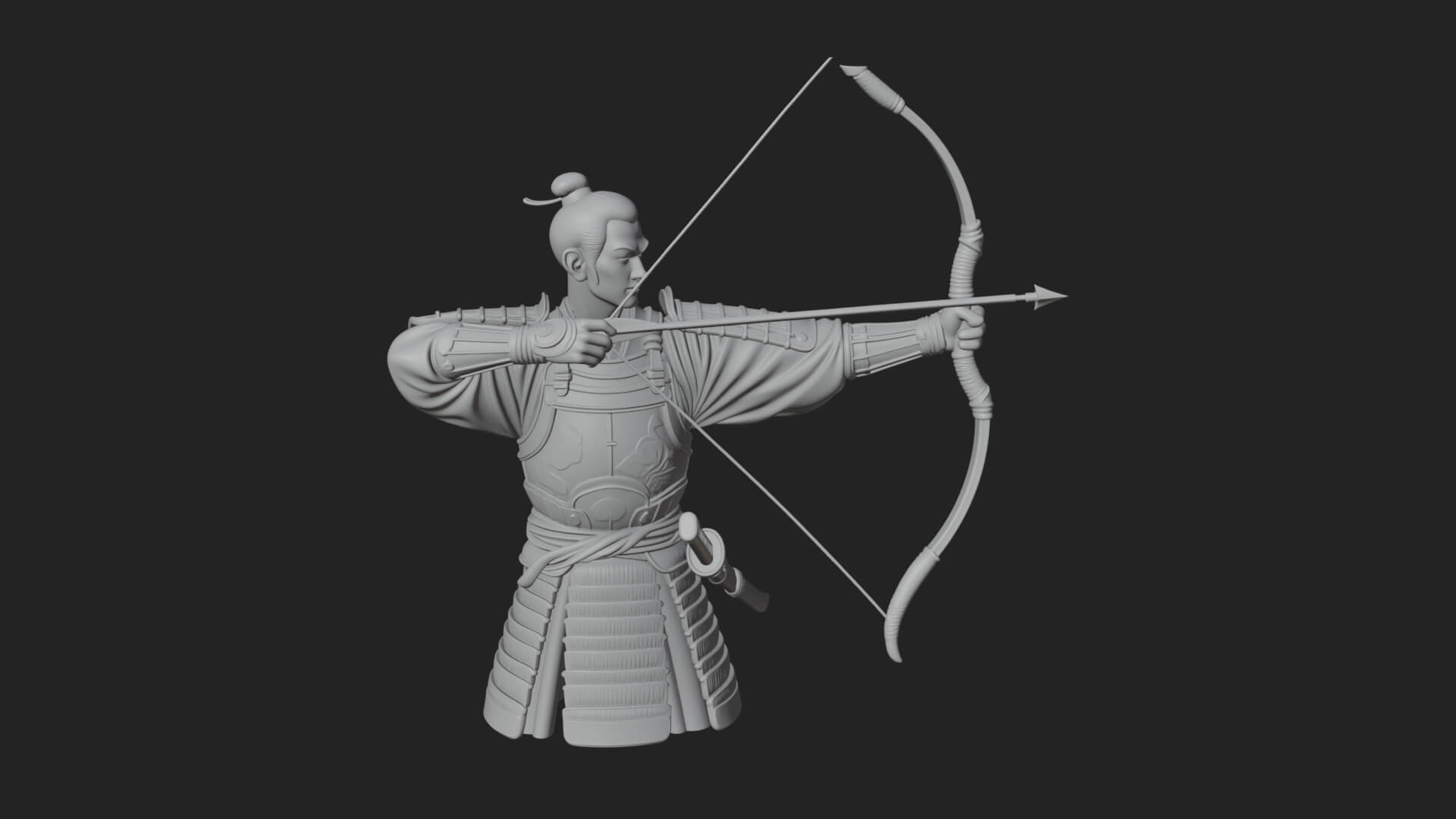 Samurai Archer Statue Design 2 3D Print Model 3D Model