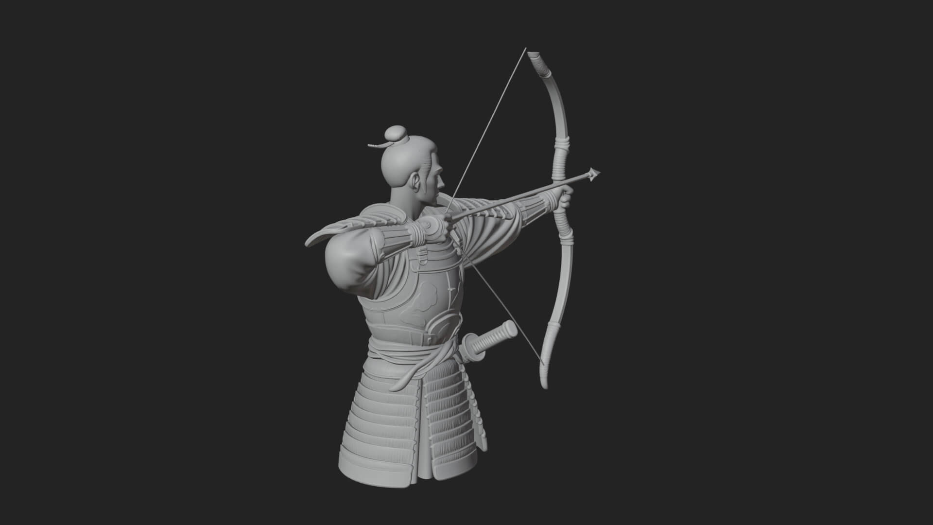 Samurai Archer Statue Design 2 3D Print Model 3D Model