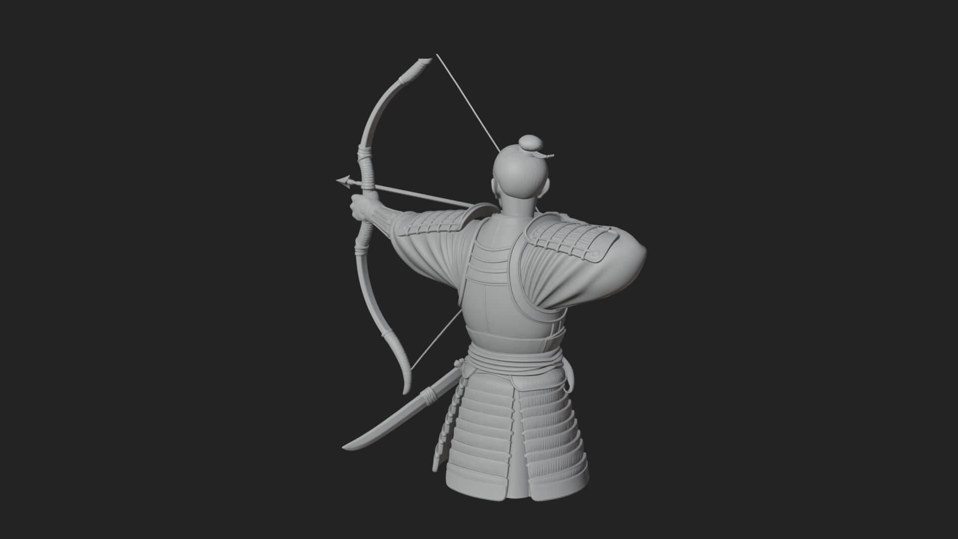 Samurai Archer Statue Design 2 3D Print Model 3D Model