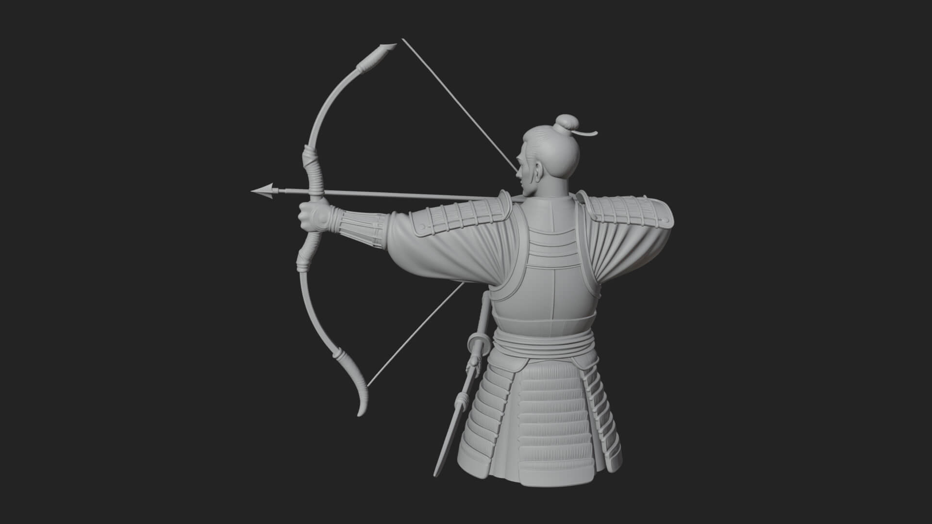 Samurai Archer Statue Design 2 3D Print Model 3D Model
