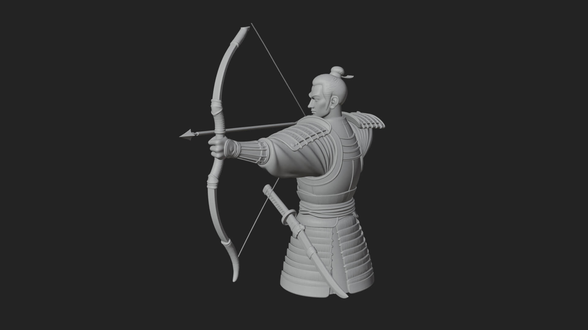 Samurai Archer Statue Design 2 3D Print Model 3D Model