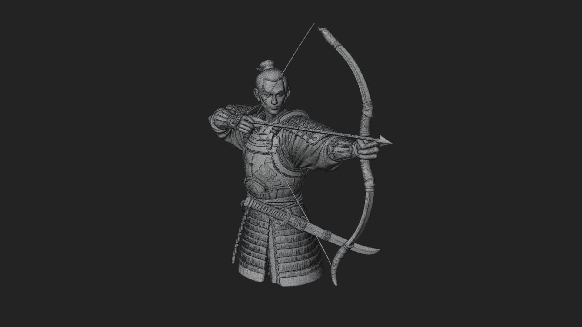 Samurai Archer Statue Design 2 3D Print Model 3D Model