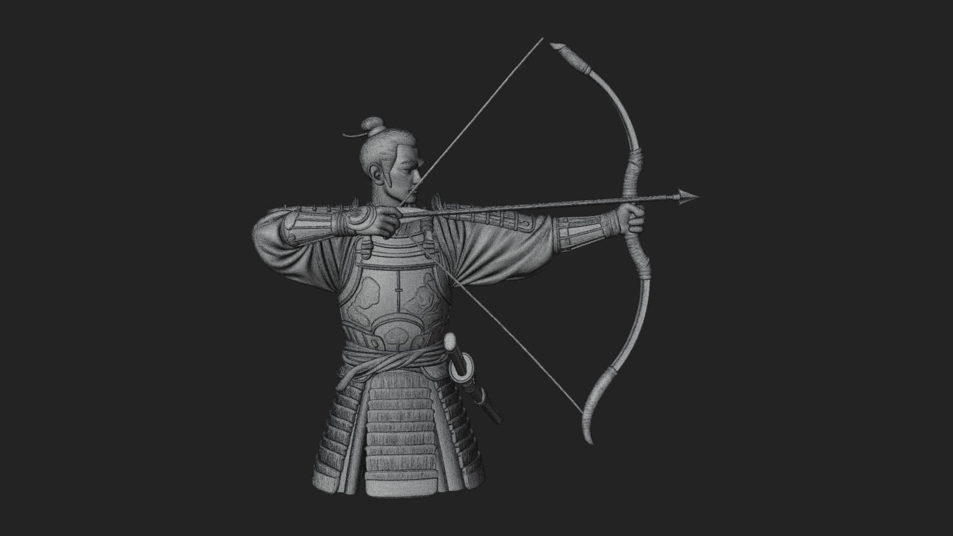 Samurai Archer Statue Design 2 3D Print Model 3D Model
